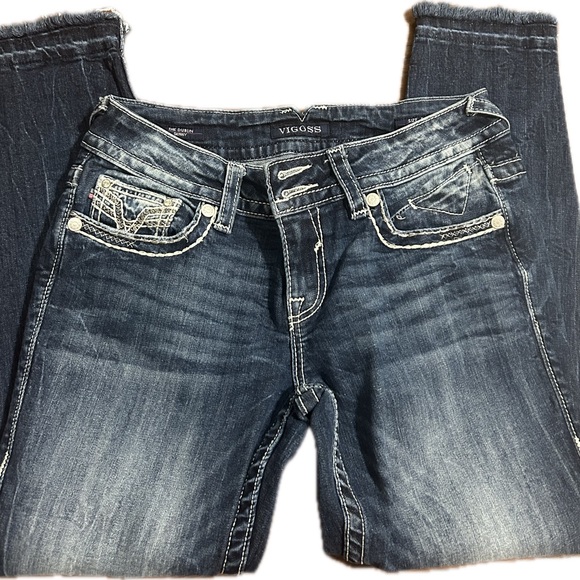 Vigoss Denim - Vigoss Women's Dark Blue raw hem Jeans with double bottom 9/10